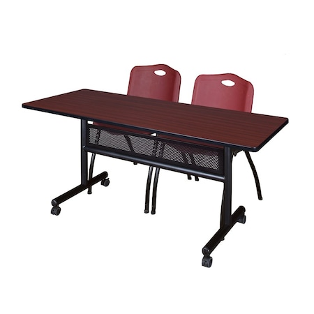 Kobe Rectangle FlipTop Table, 60" W, 29" H, Laminate Top, Mahogany MKFTM6024MH47BY